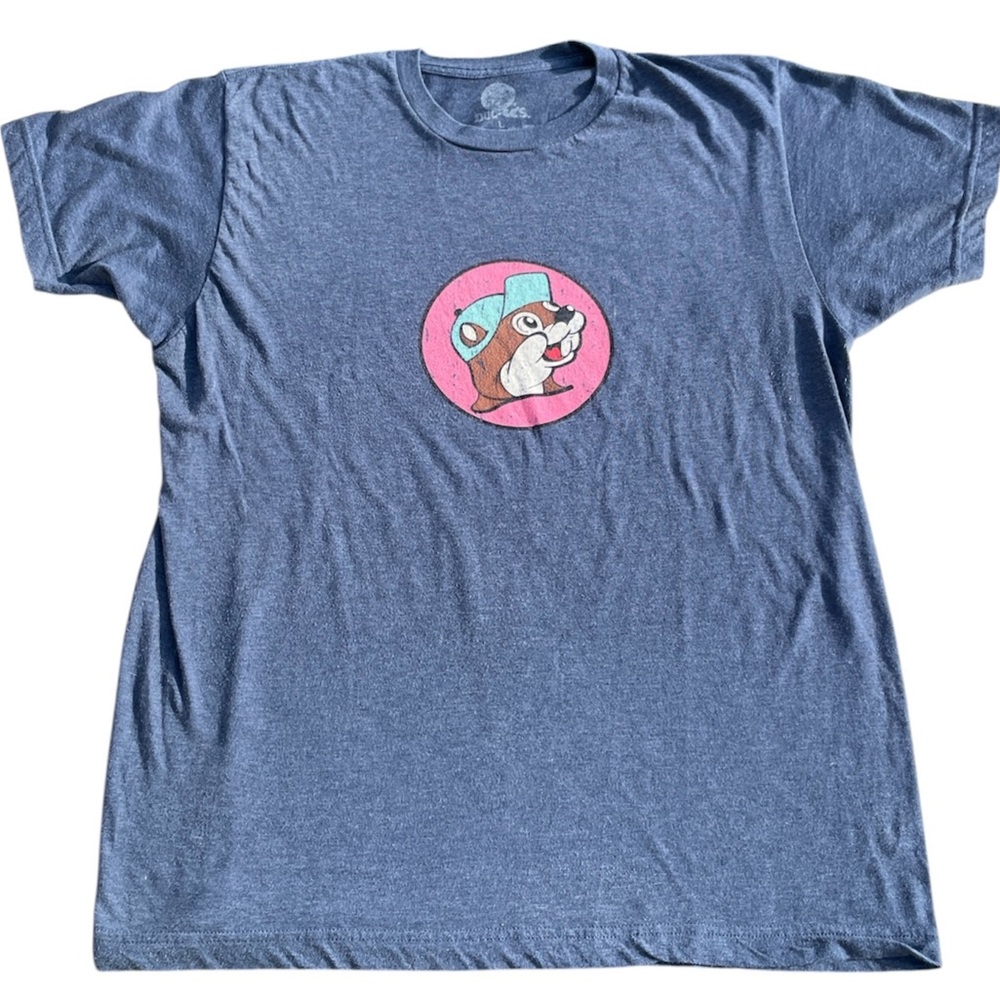 Buc-ee's Crew Neck T-shirt Blue Will Travel 4 Buc-ee's. Unisex size Large